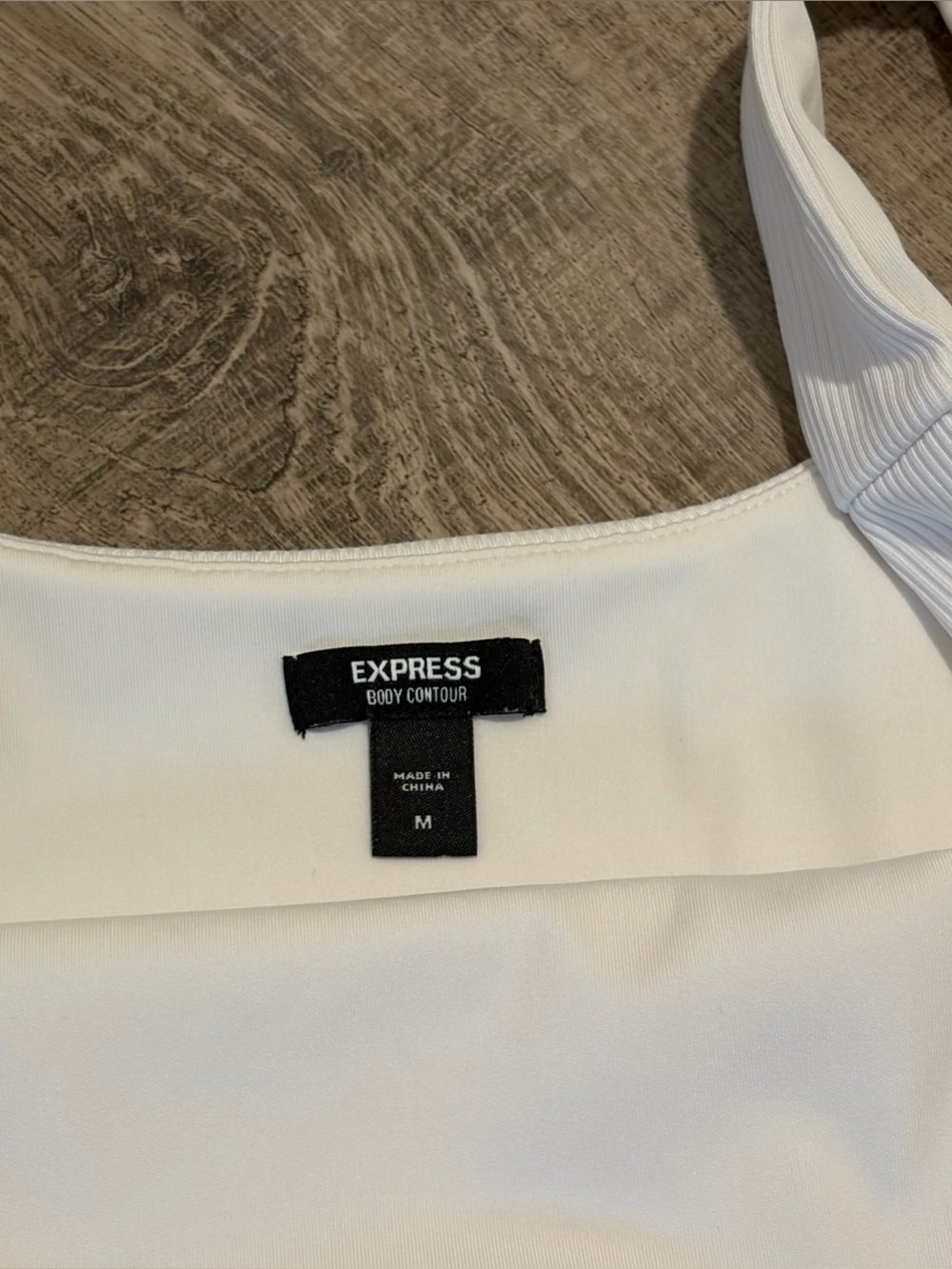 Express White Ribbed Square-Neck Crop Top - Picture 4 of 5